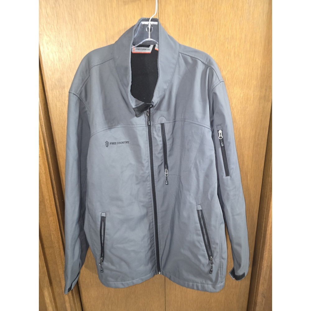 Free Country Men's Jacket Gray 3XL Long‎ Sleeve Mock Neck Polyester